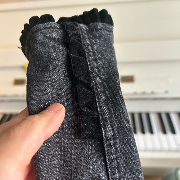 Denver Hayes Dark Gray Lace Velvet Jean Jacket Blazer Medium - Picture 7 of 14